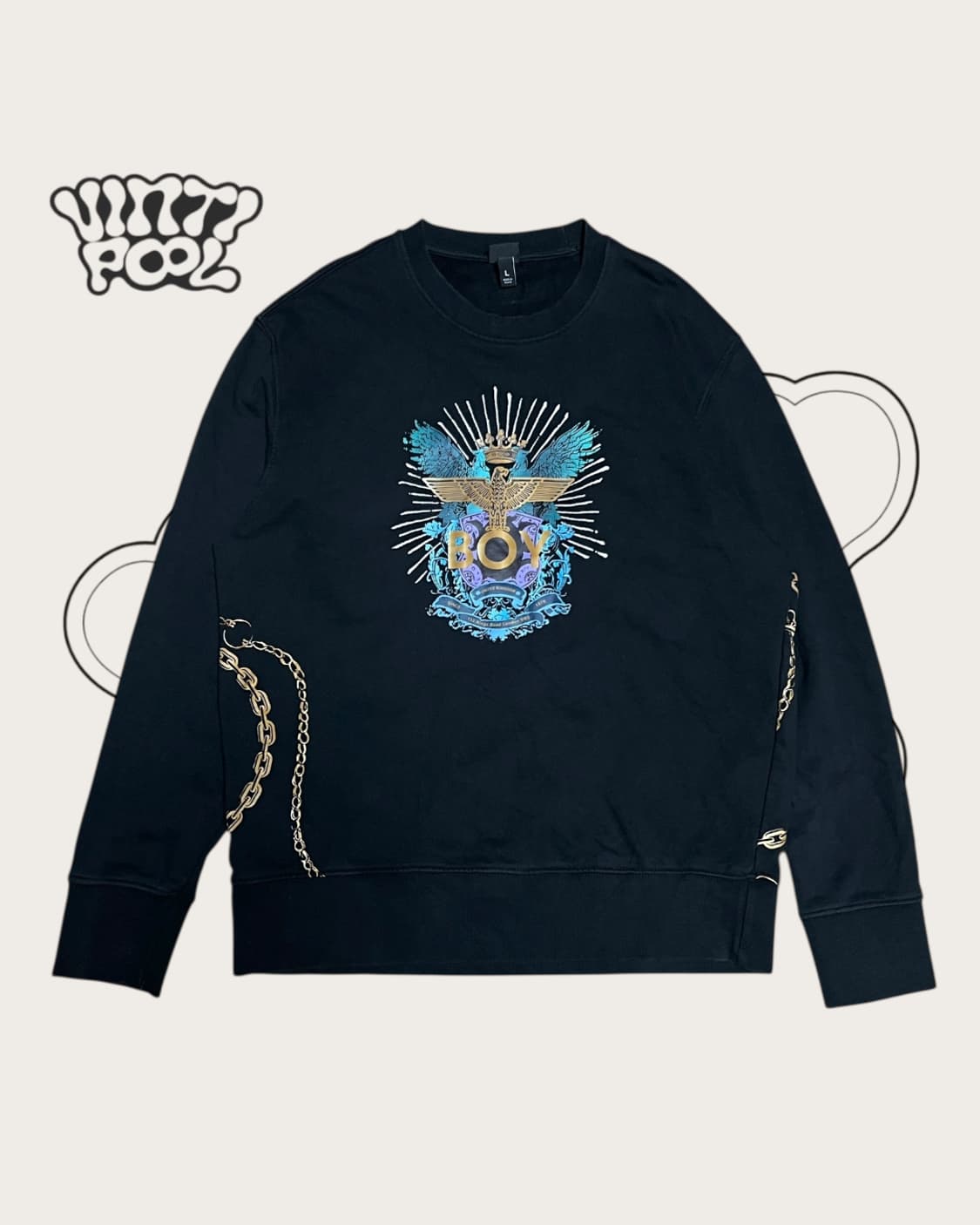 보이런던 스네이크 체인 맨투맨 L 블랙 상품이미지1