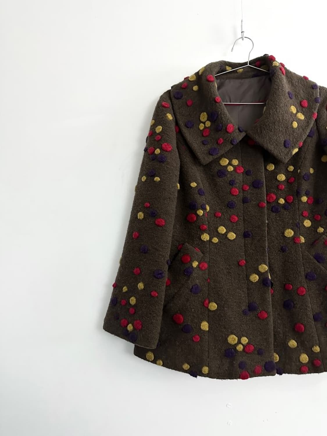 Pom pom trimming coat / khaki 상품이미지2