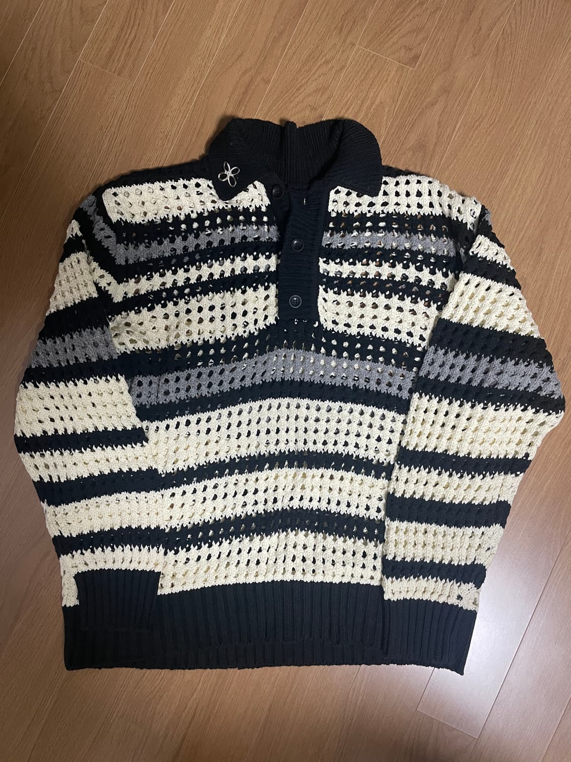 마틴플랜 Net Collar knit - BLACK  L사이즈 상품이미지1