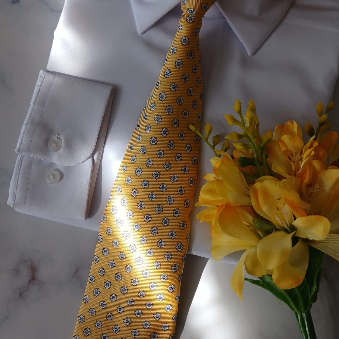 브룩스 브라더스 실크 옐로 플라워 넥타이 9.2cm A등급 A19042
 상품이미지5