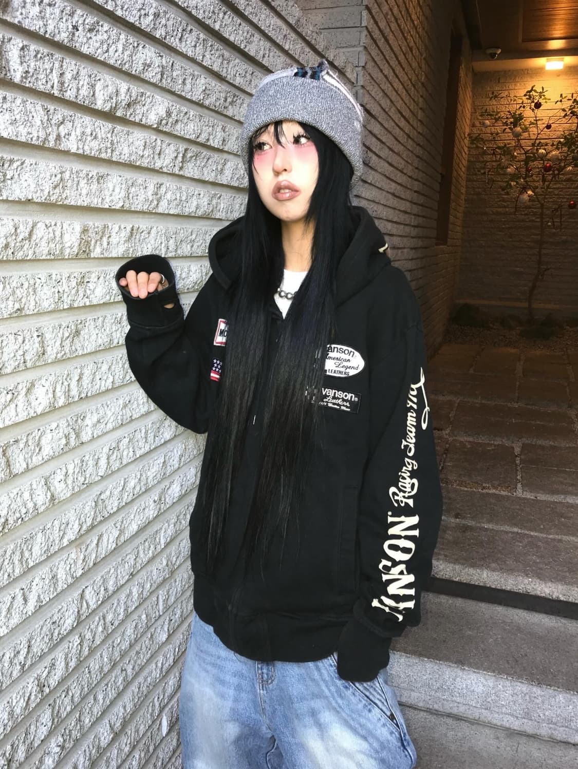 Vanson Embroidery Double Hood Zip-Up 상품이미지5