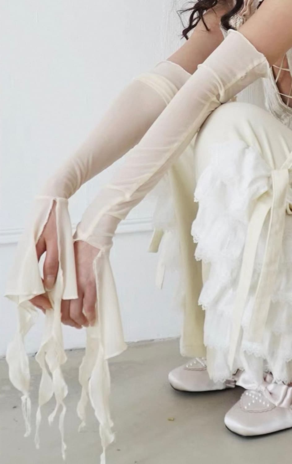 메쉬 암워머 팔토시 아이보리 상품이미지2