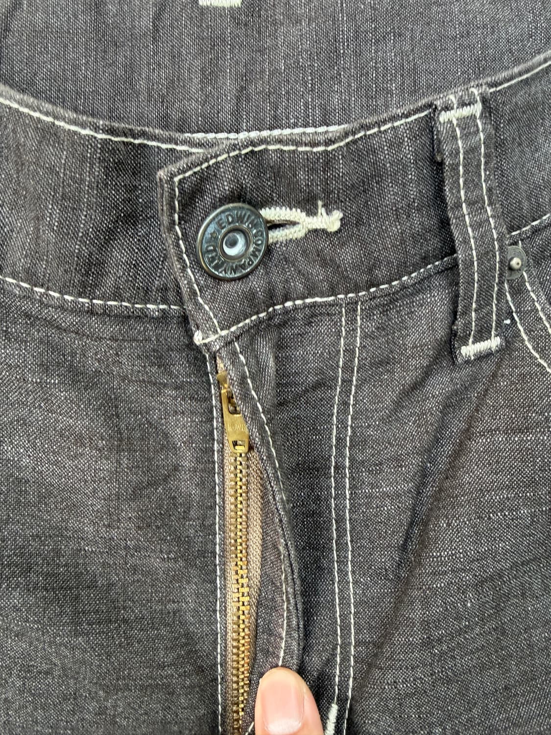 EDWIN 린넨 혼방 데님 팬츠 (W33) 상품이미지3