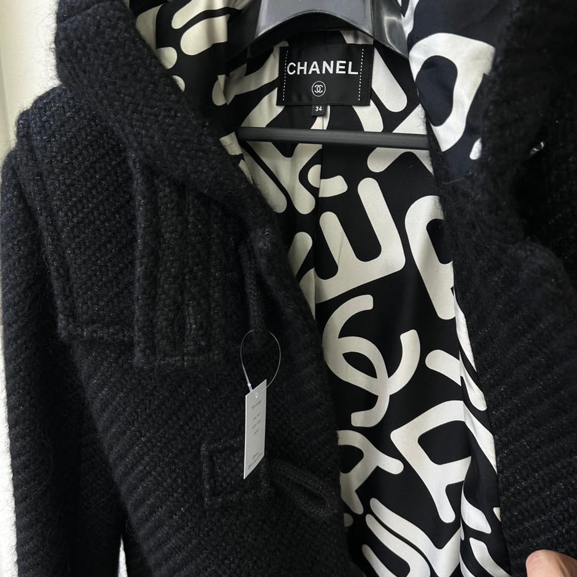 16274 - 21F/W 샤넬 알파카 울 블랙 후디드 더플 코트 상품이미지8