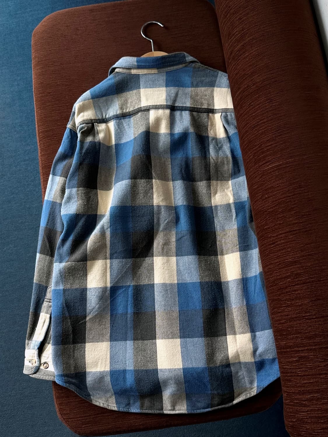  Cotton woven nel check wide shirt 상품이미지4