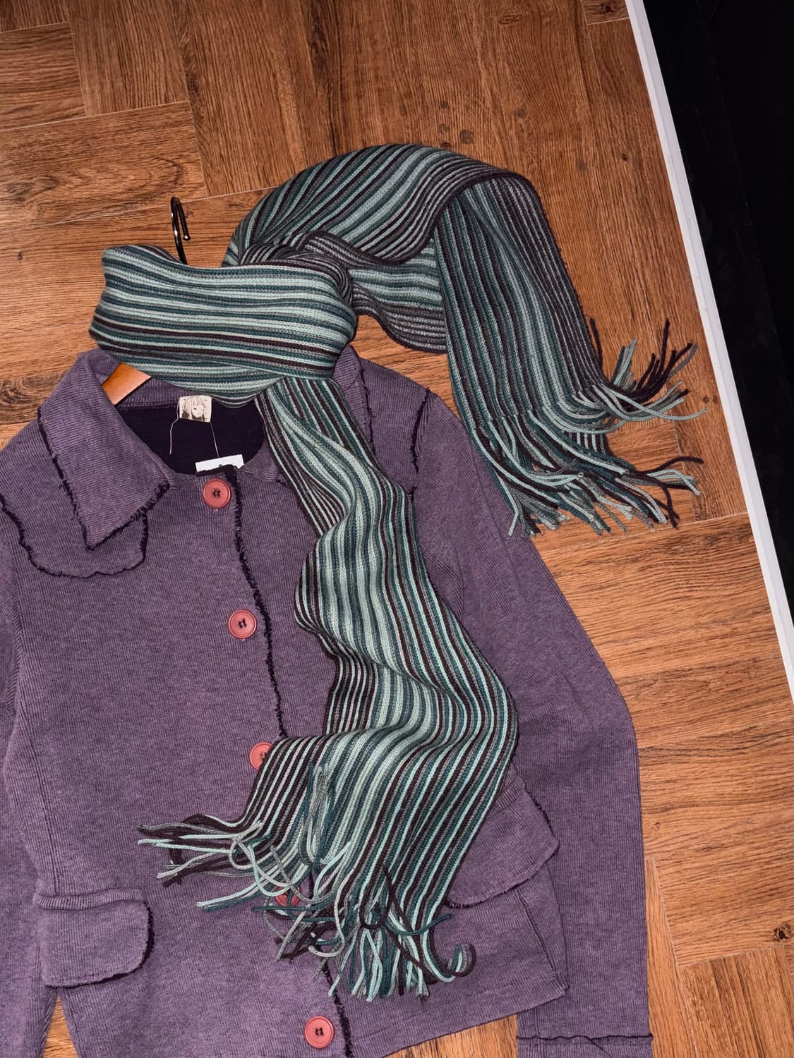 빈티지 민트 스트라이프 머플러 상품이미지1