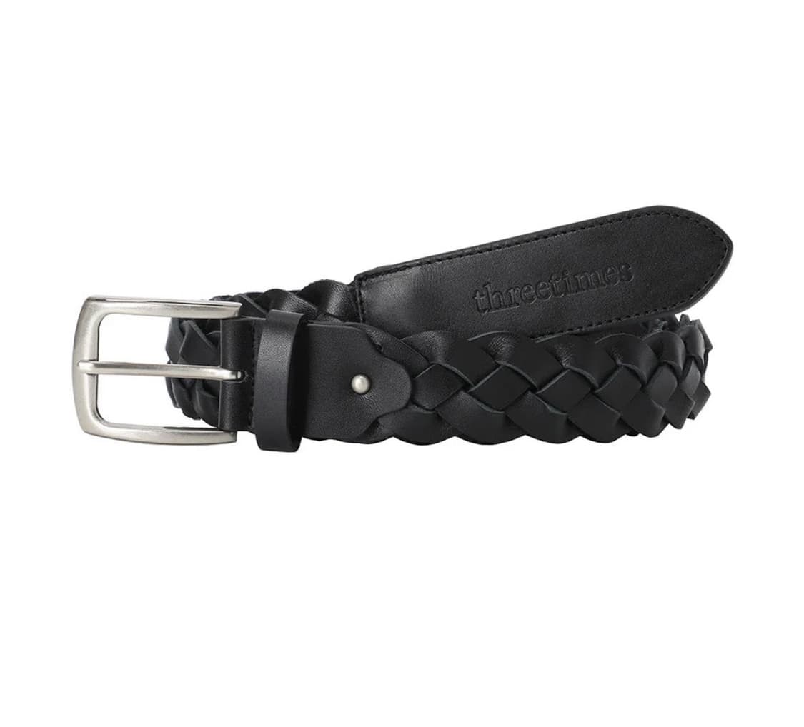 쓰리타임즈 Braid belt black M 상품이미지1