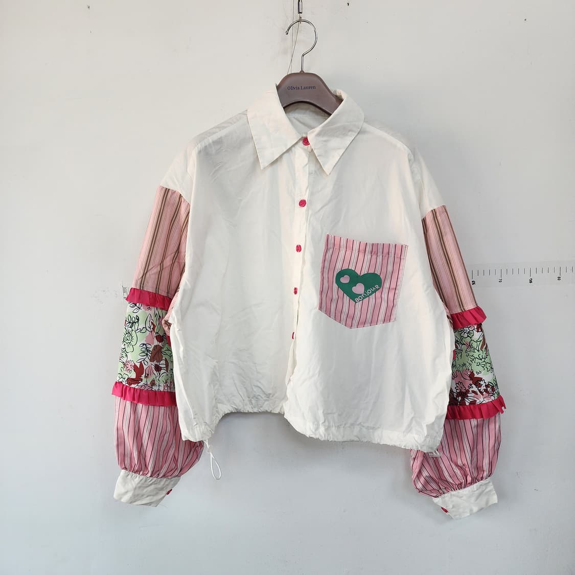 봉쥬르 연예인 배색 셔츠 블라우스 상품이미지1