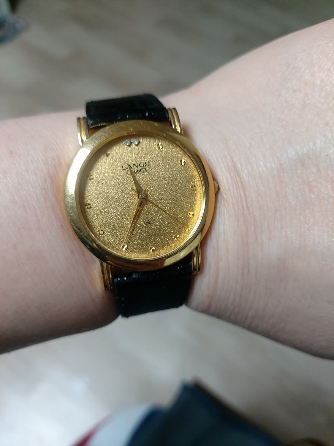 LANGS 쿼츠 금장 남성 가죽 시계 상품이미지4