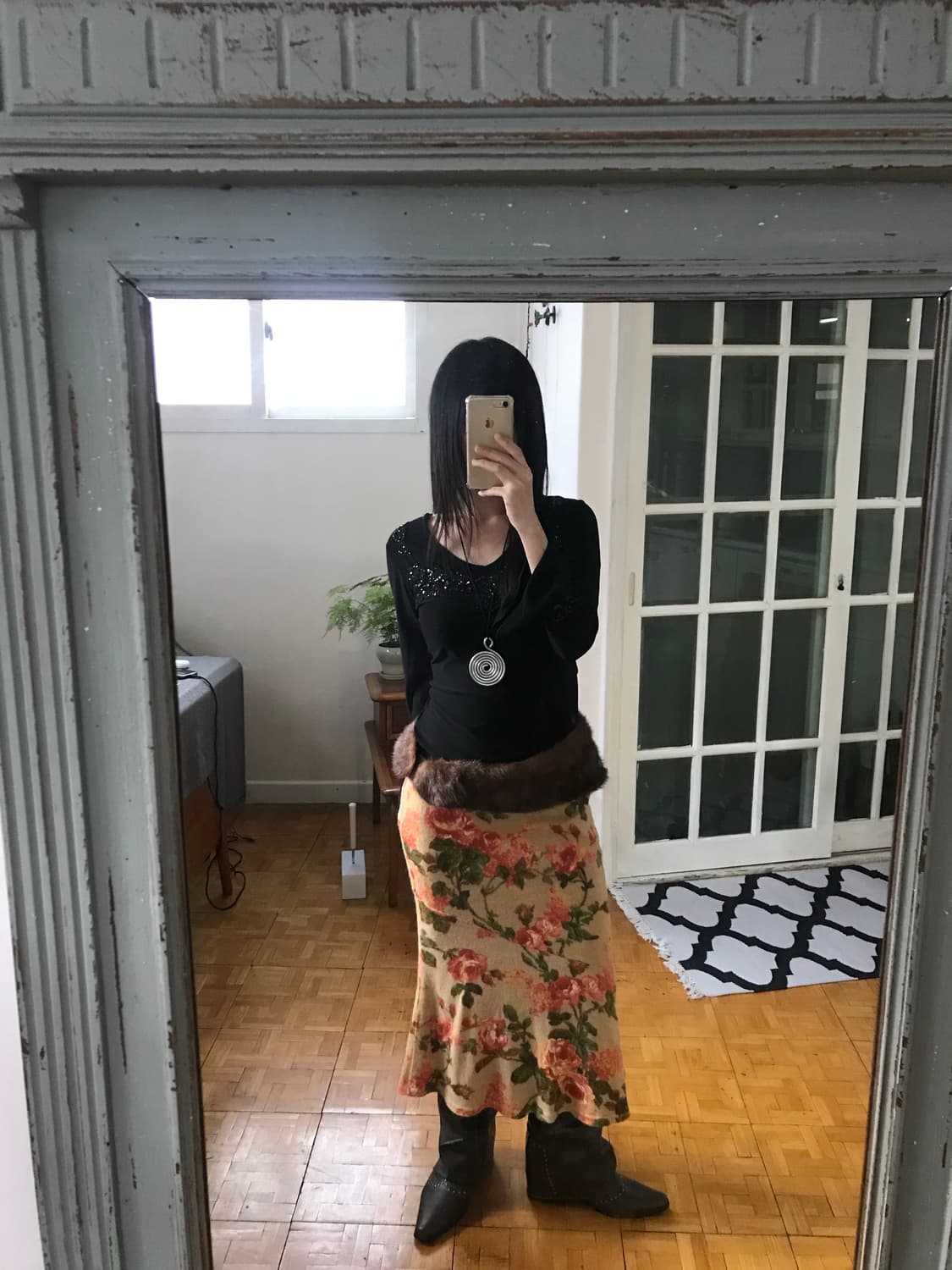 vintage flower pattern knit skirt 상품이미지5