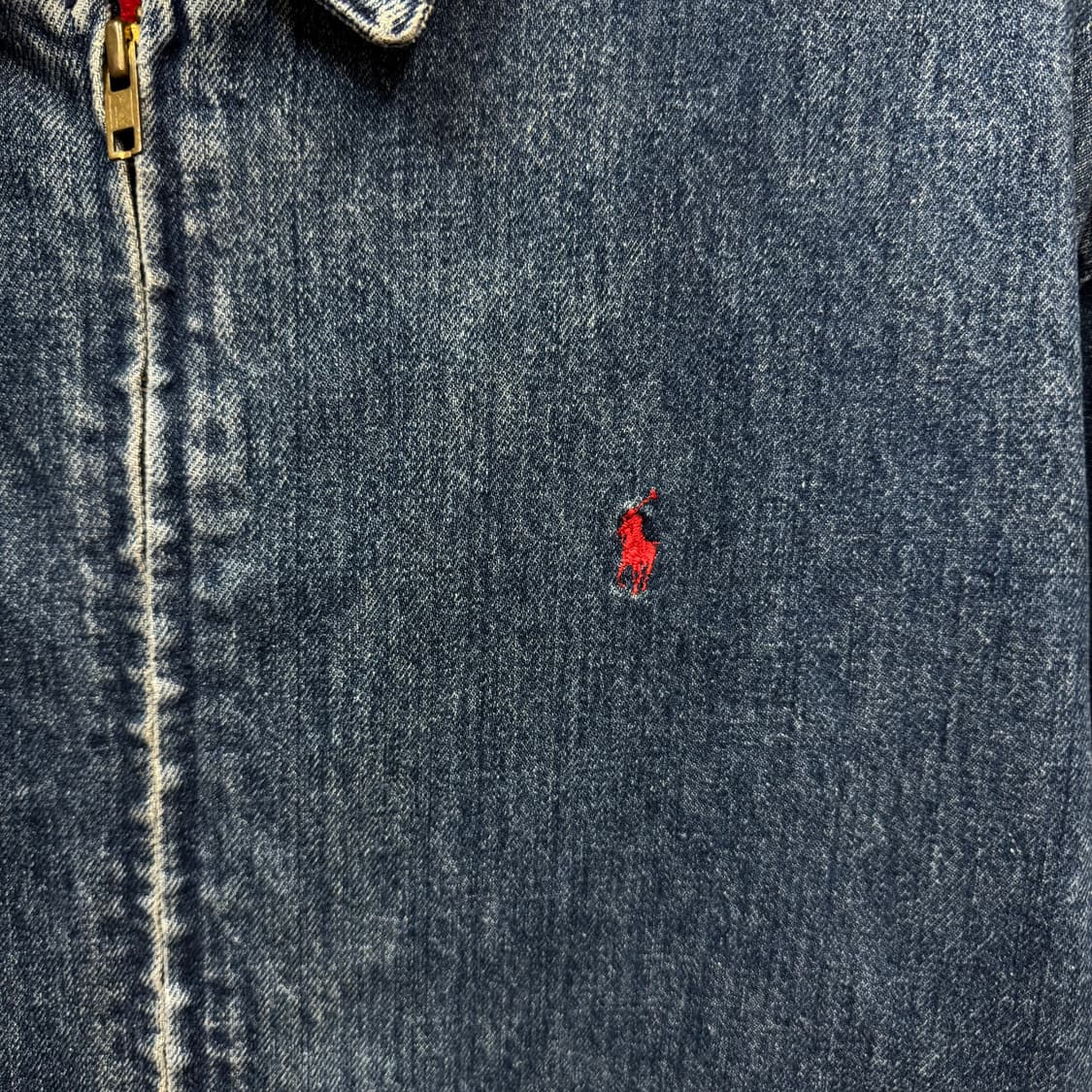 90s 폴로 랄프로렌 데님 블루종 전면 레드 포니 로고 포인트 중청 상품이미지5