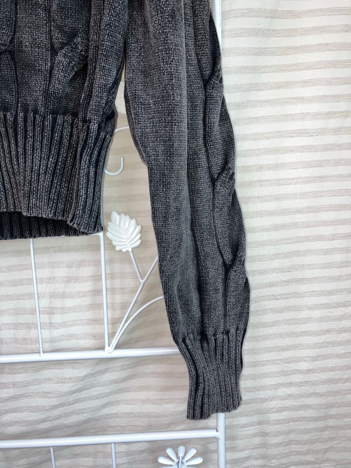 빈티지 차콜 꽈베기 니트 집업 y2k 스트릿 갸루 펑키 일본빈티지518  상품이미지3