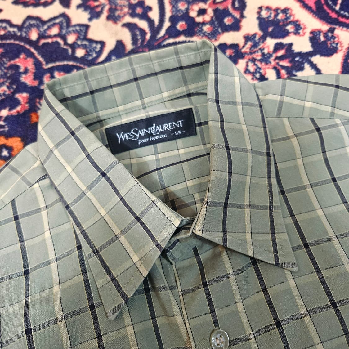 입생로랑 00's 카키 체크 YSL 스몰로고 라이센스 셔츠 M 상품이미지5
