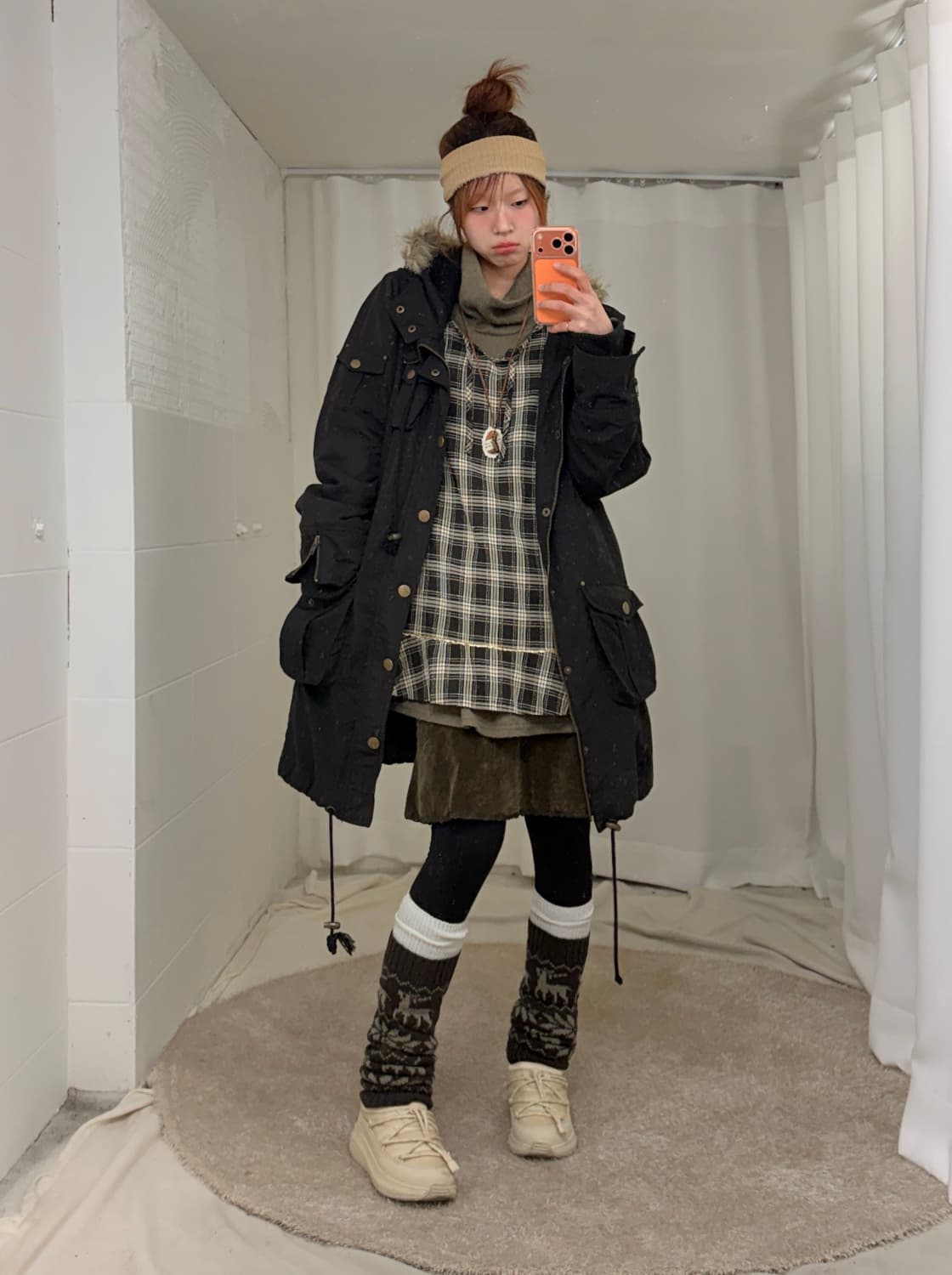 빈티지 카키 데일리 그런지 모리 코디 세트 상품이미지1