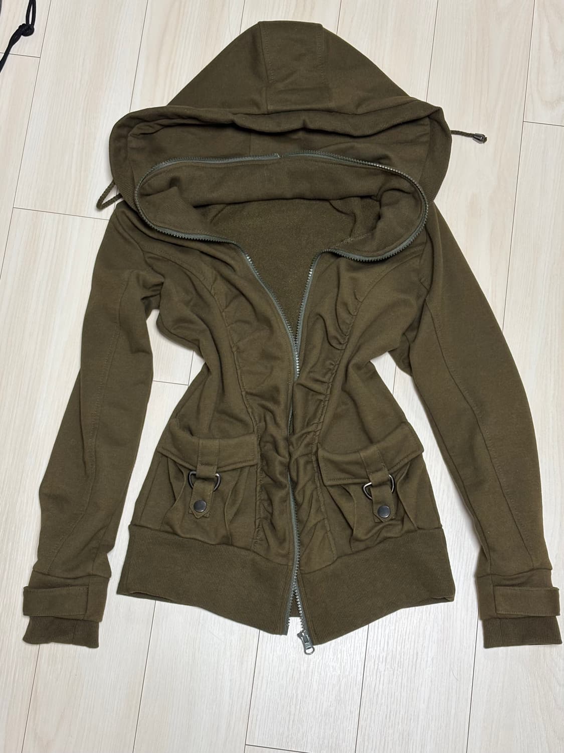 그런지 y2k 카키 후드집업 상품이미지1