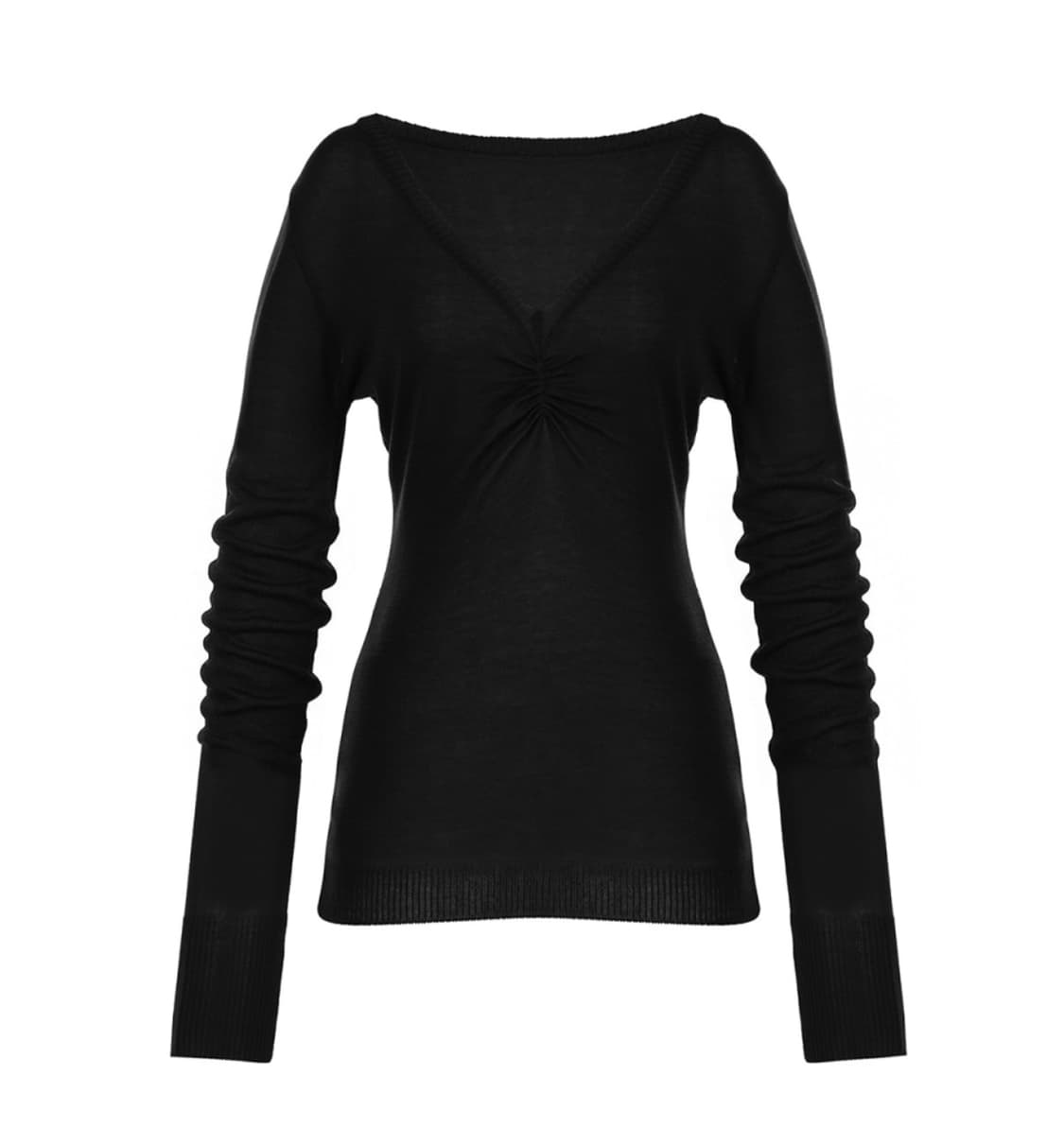 레이즈미야 아이리 셔링 니트 블랙 상품이미지1