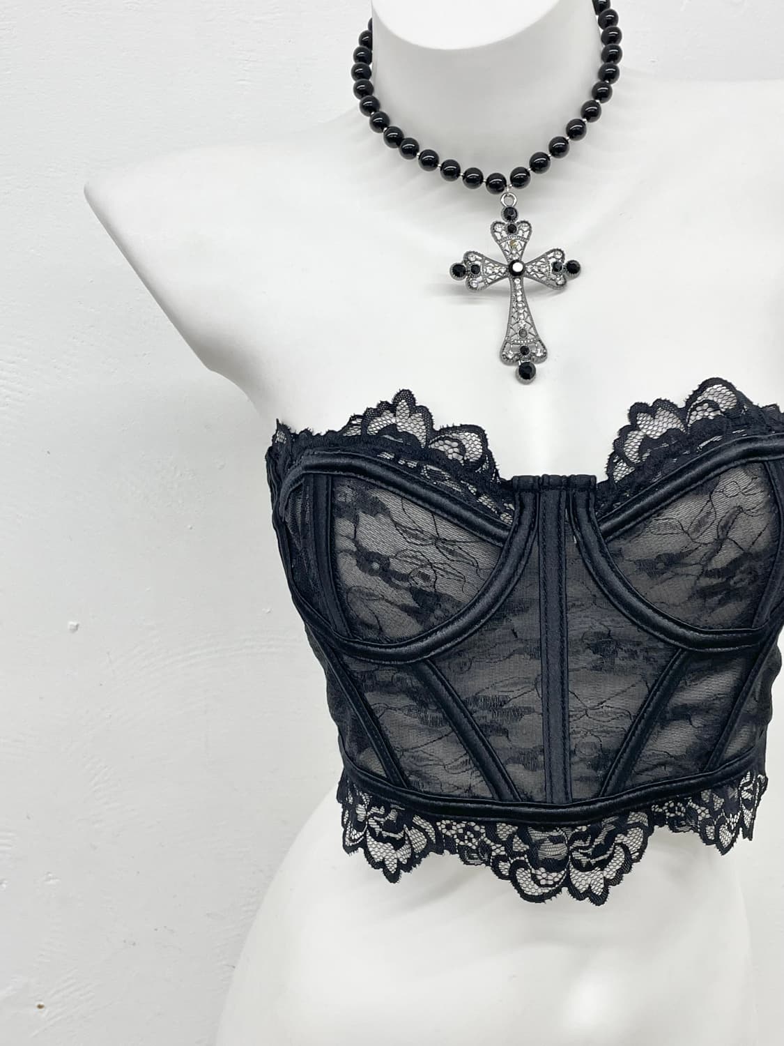 블랙 고딕 레이스 코르셋 상품이미지2