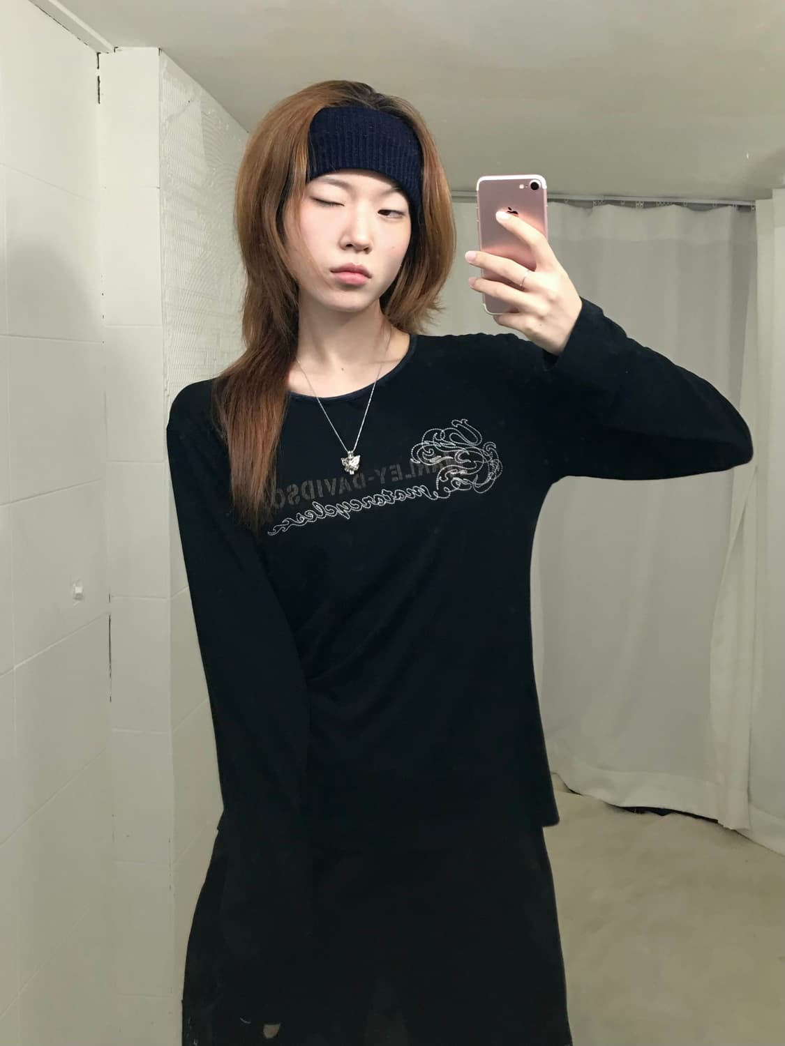 할리데이비슨 화이트 스티치 슬림핏 롱슬리브 상품이미지1