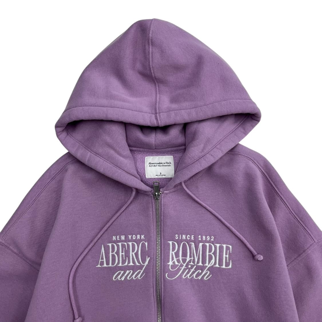 아베크롬비 레터링 센터로고 연보라 후드집업 S 상품이미지4
