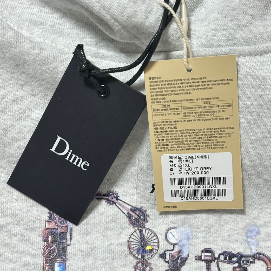 정가 21만원 새상품 XL 다임 dime 후드티 그레이 상품이미지5