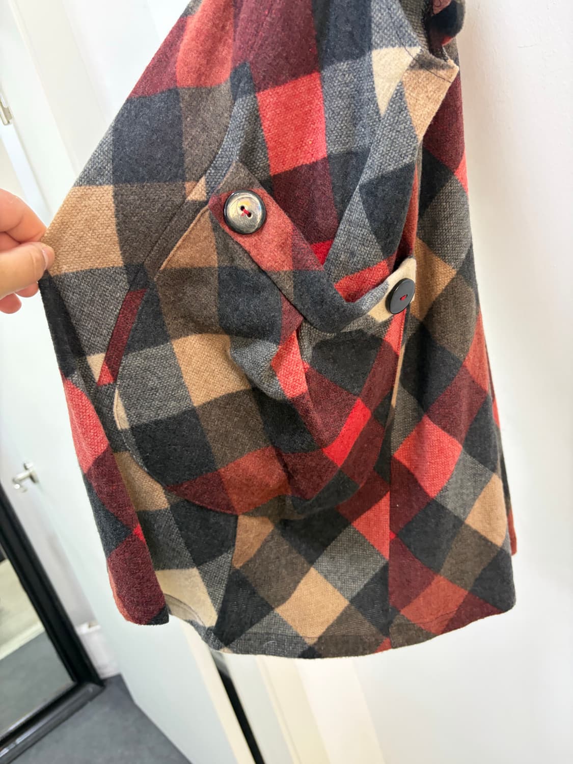 Pursuit De Ideal 단추 체크 레이어드 모리룩 반팔 니트 상품이미지6