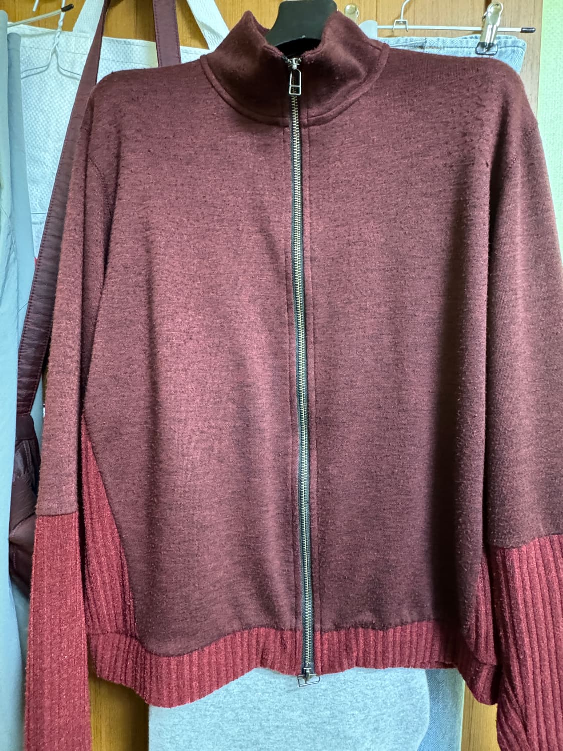 Hatchingroom 투웨이지퍼 가디건 (버건디) 상품이미지5