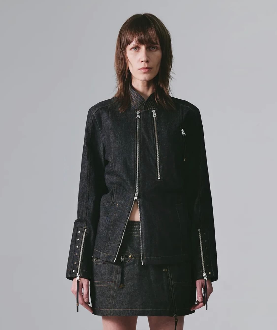 ASYMMETRIC COTTON JACKET (UNISEX) DARK D 상품이미지1