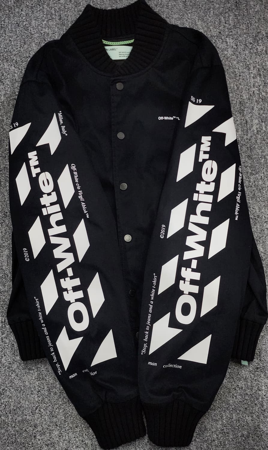 오프화이트 애로우 로고 블루종 봄버 자켓 L 상품이미지5