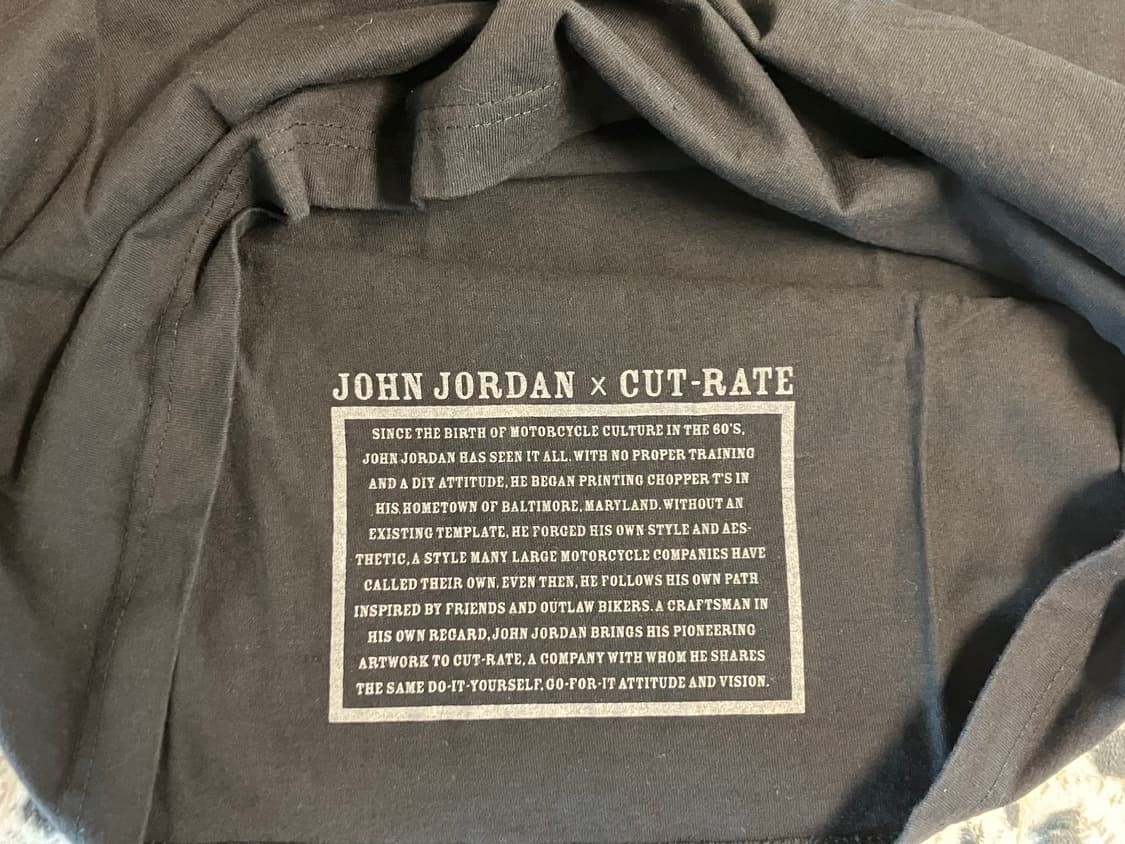 USA 컷레이트 x 존조던 티셔츠 L 할리데이비슨 쵸퍼 모터사이클 핫로드 상품이미지5