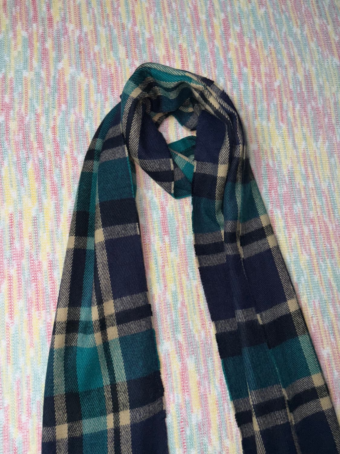 블루 체크 머플러 상품이미지3