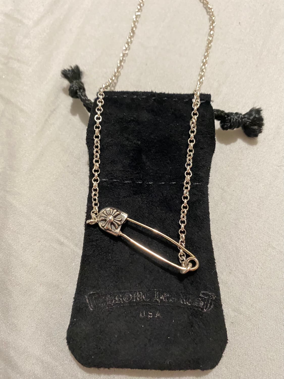 [16인치] 크롬하츠 세이프티 핀 체인 목걸이 실버 상품이미지1