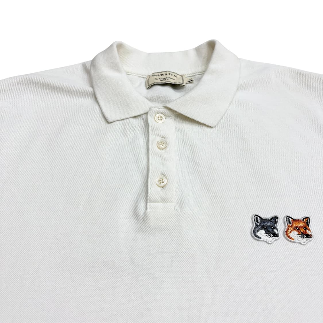 메종키츠네 더블 폭스 화이트 반팔 카라티 (XL) 상품이미지3