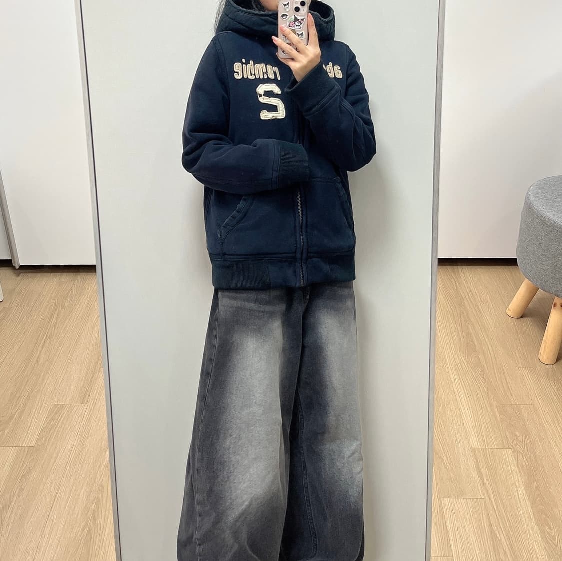 아베크롬비 브라운 양털안감 네이비 후드집업 상품이미지2