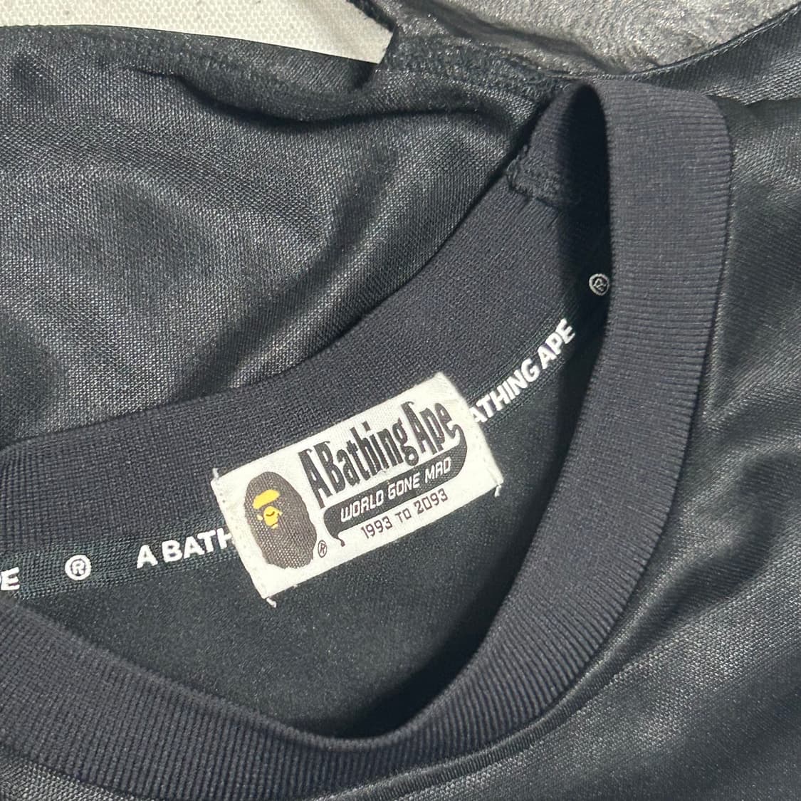 Bape 솔리드 카모 자카드 멀티로고 핏 풋볼 저지 블랙 상품이미지3