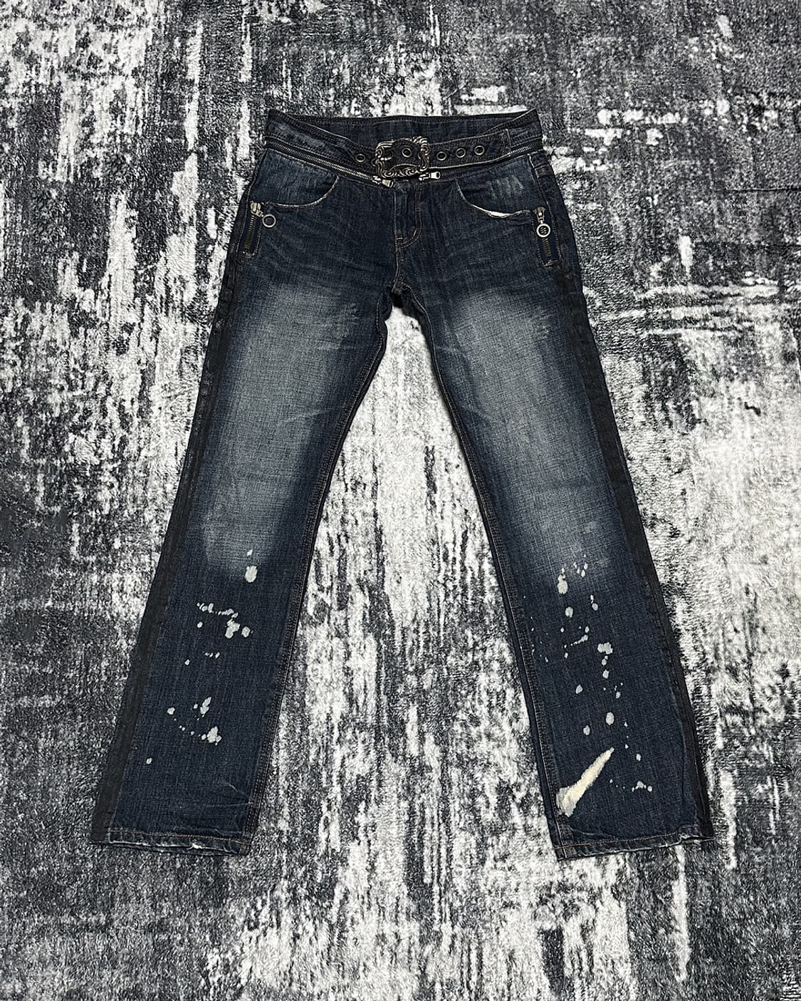 {UNKNOWN} Paint Splatter Zip Belt Denim  상품이미지1