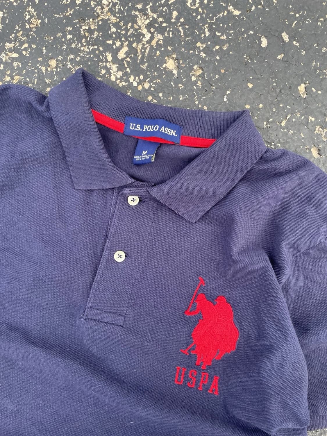 유에스폴로에센 빅 포니 반팔 카라 티셔츠 네이비 레드 상품이미지2