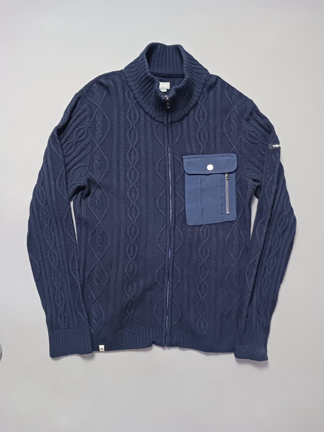 [프리] 아디다스 아디퓨어 네이비 케이블 울 니트 집업 상품이미지1