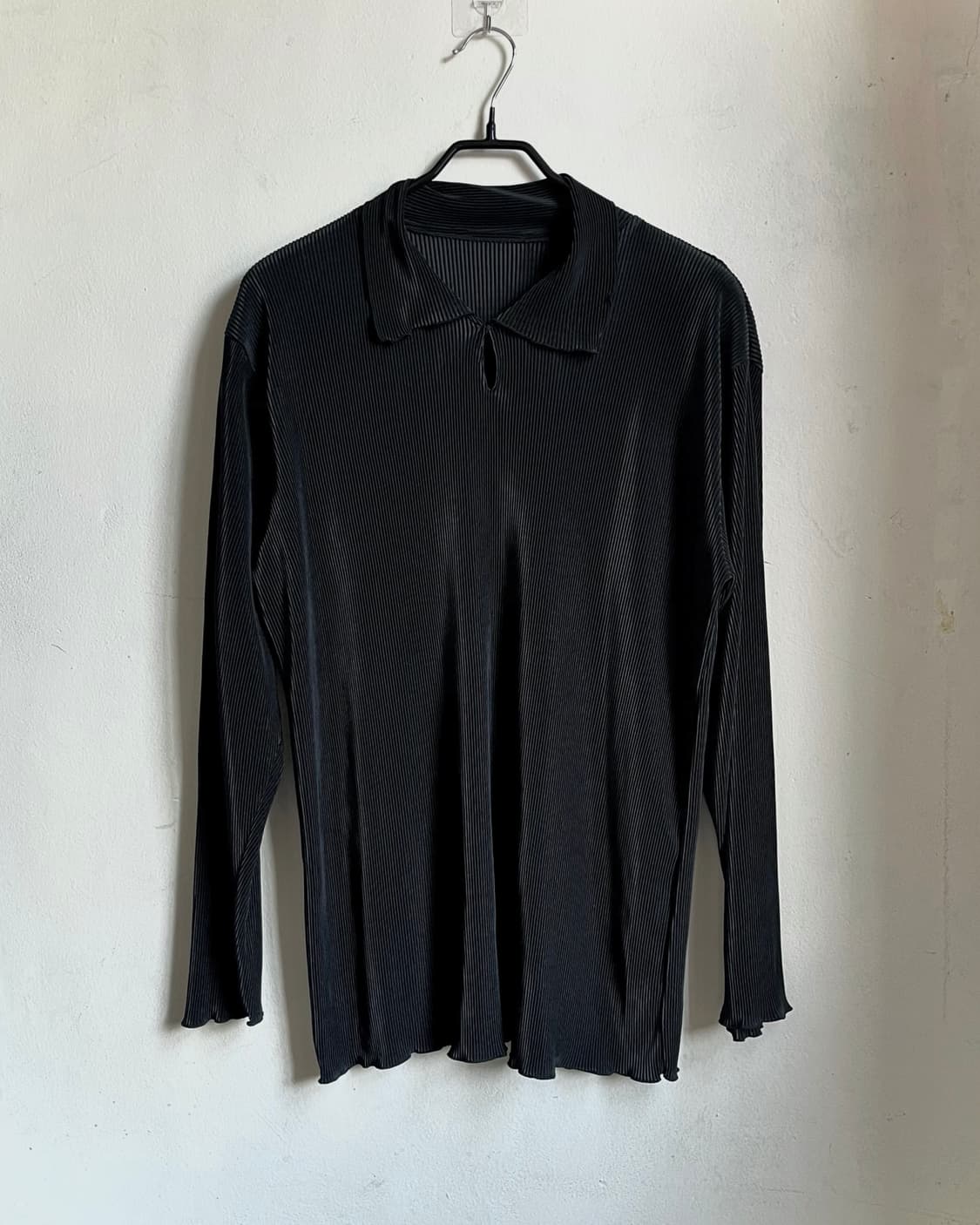 JPN Vintage Black Pleats PK Long-Sleeve 상품이미지3