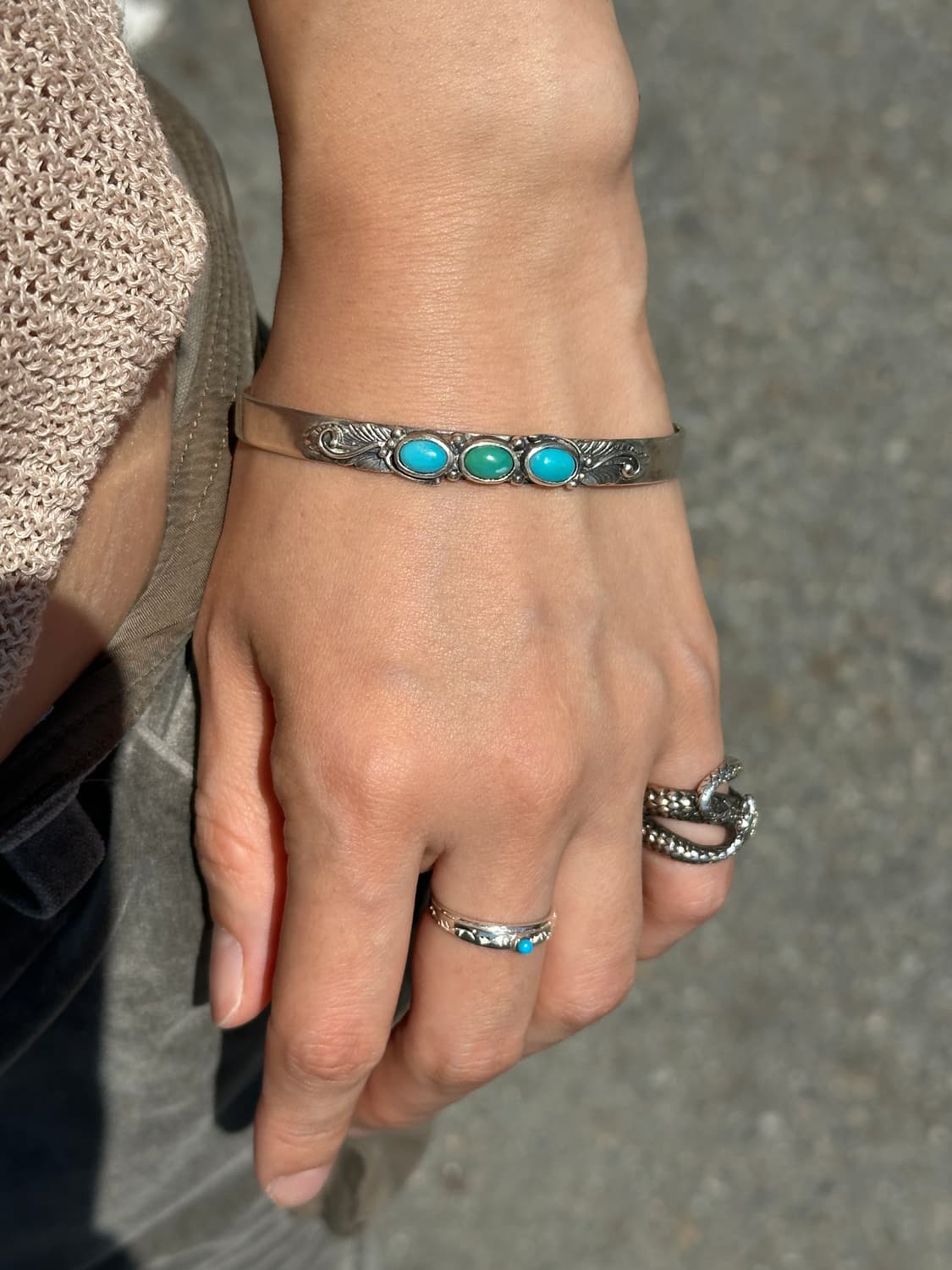 (Only 1)Triple Turquoise Feather Engrave 상품이미지8
