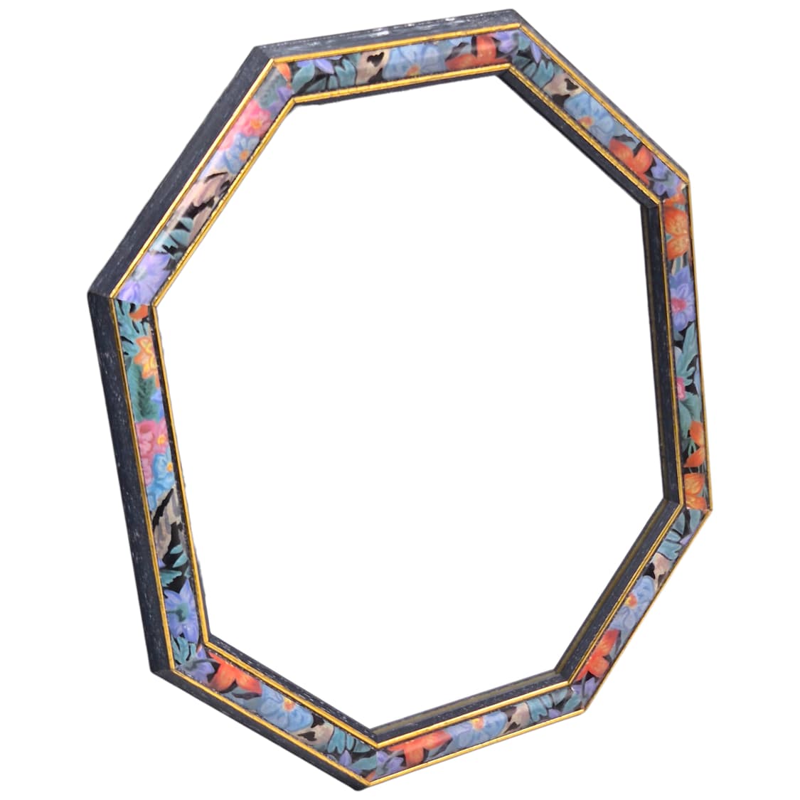 70s 이탈리아 엔틱 플로랄 8각 아트 벽거울 상품이미지1