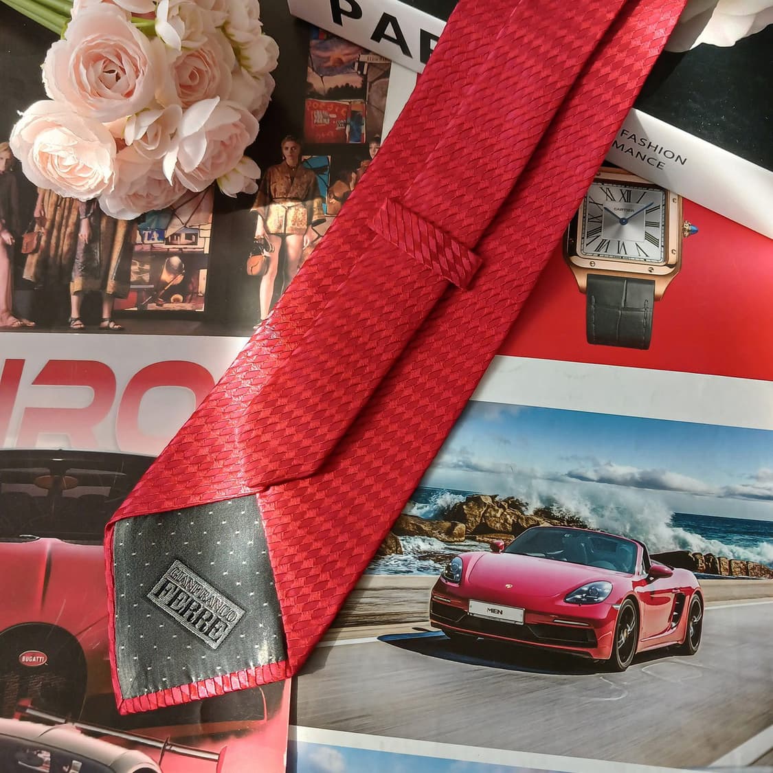 지안프랑코 페레 실크 레드 패턴 넥타이 9.8cm A등급 A18934
 상품이미지4