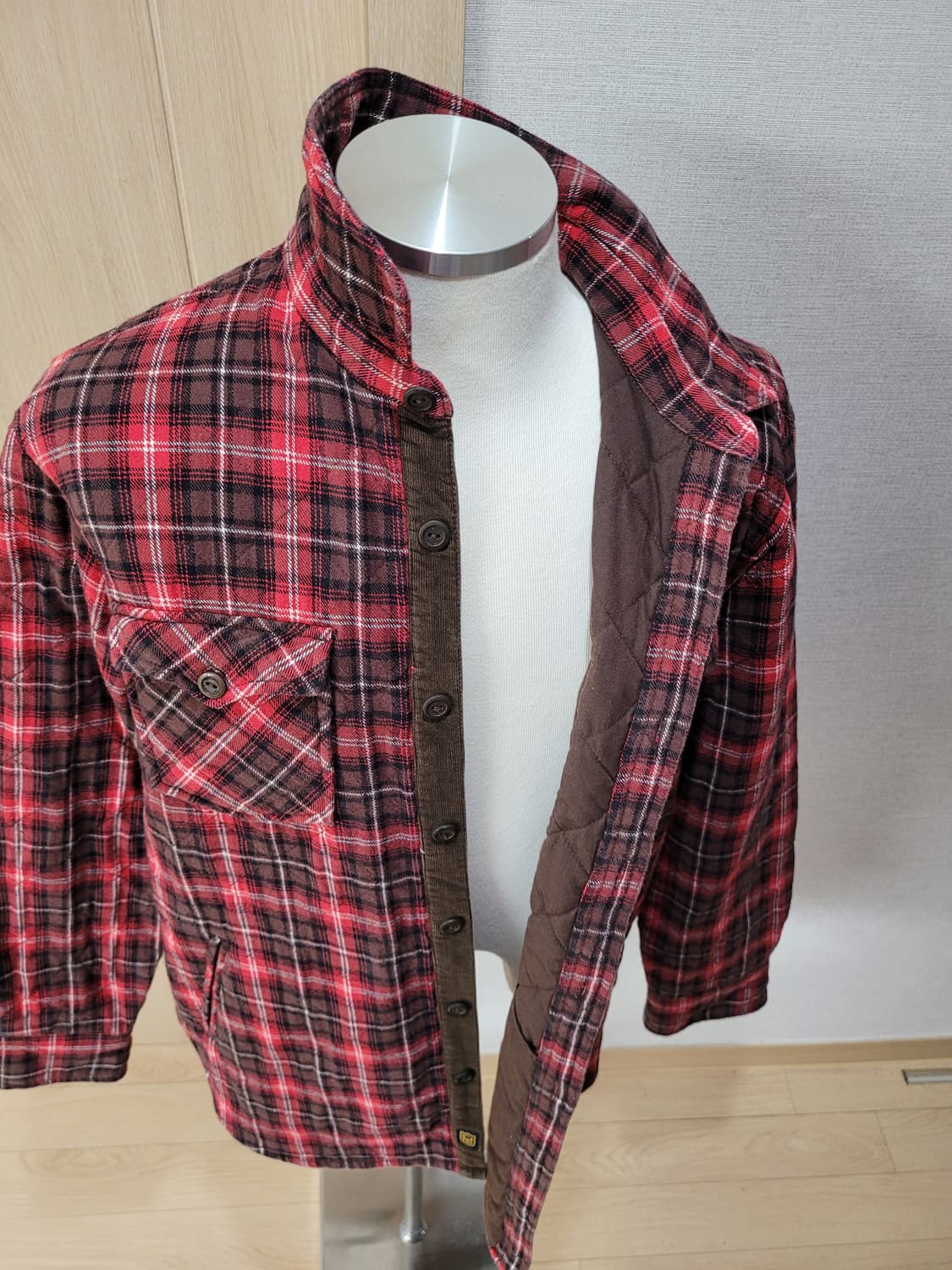 오피티 OPT 남자 패딩 체크셔츠 XL 레드 상품이미지7