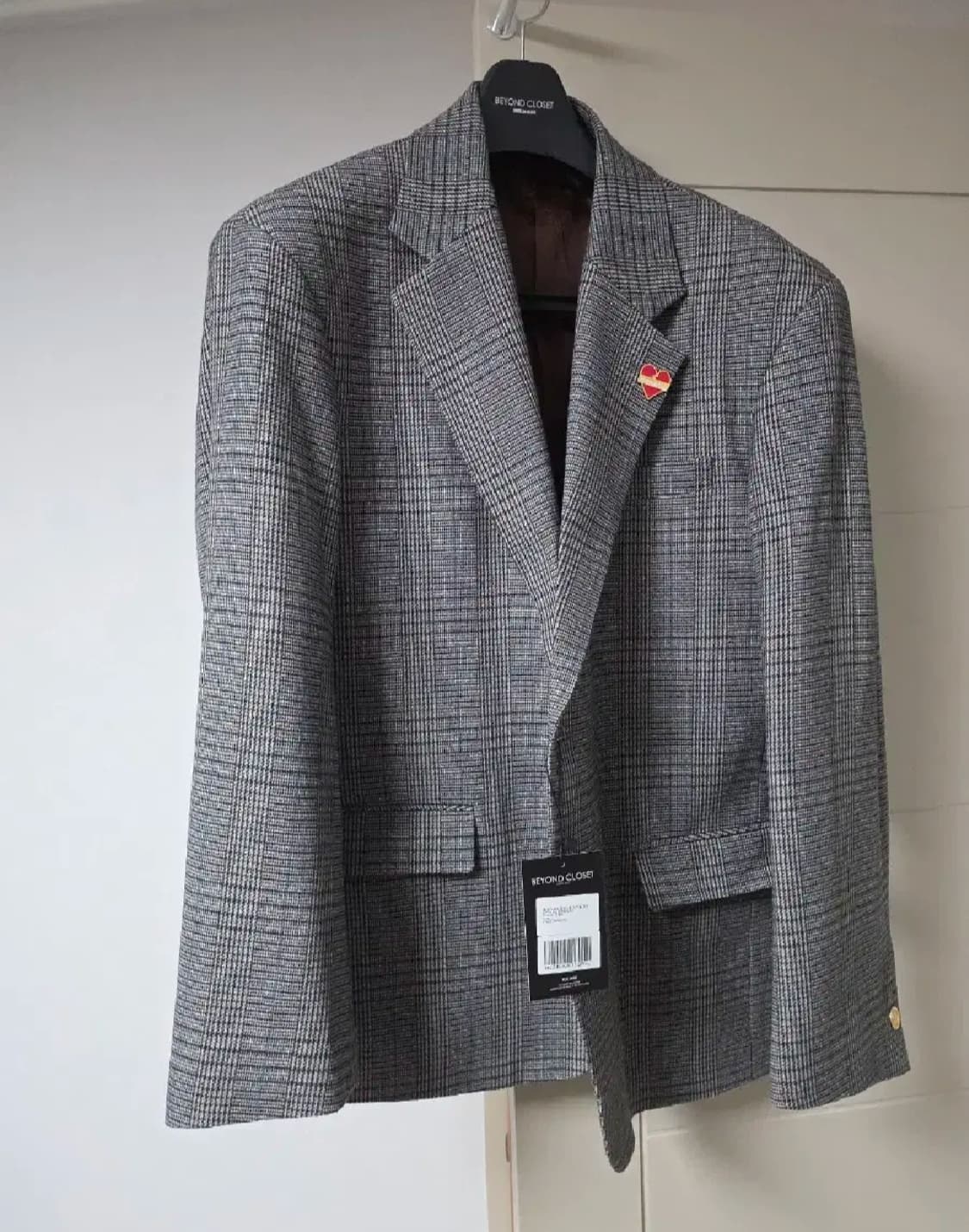 비욘드클로젯 노맨틱 파리지앵 체크 울 자켓 그레이 L 새상품 상품이미지1