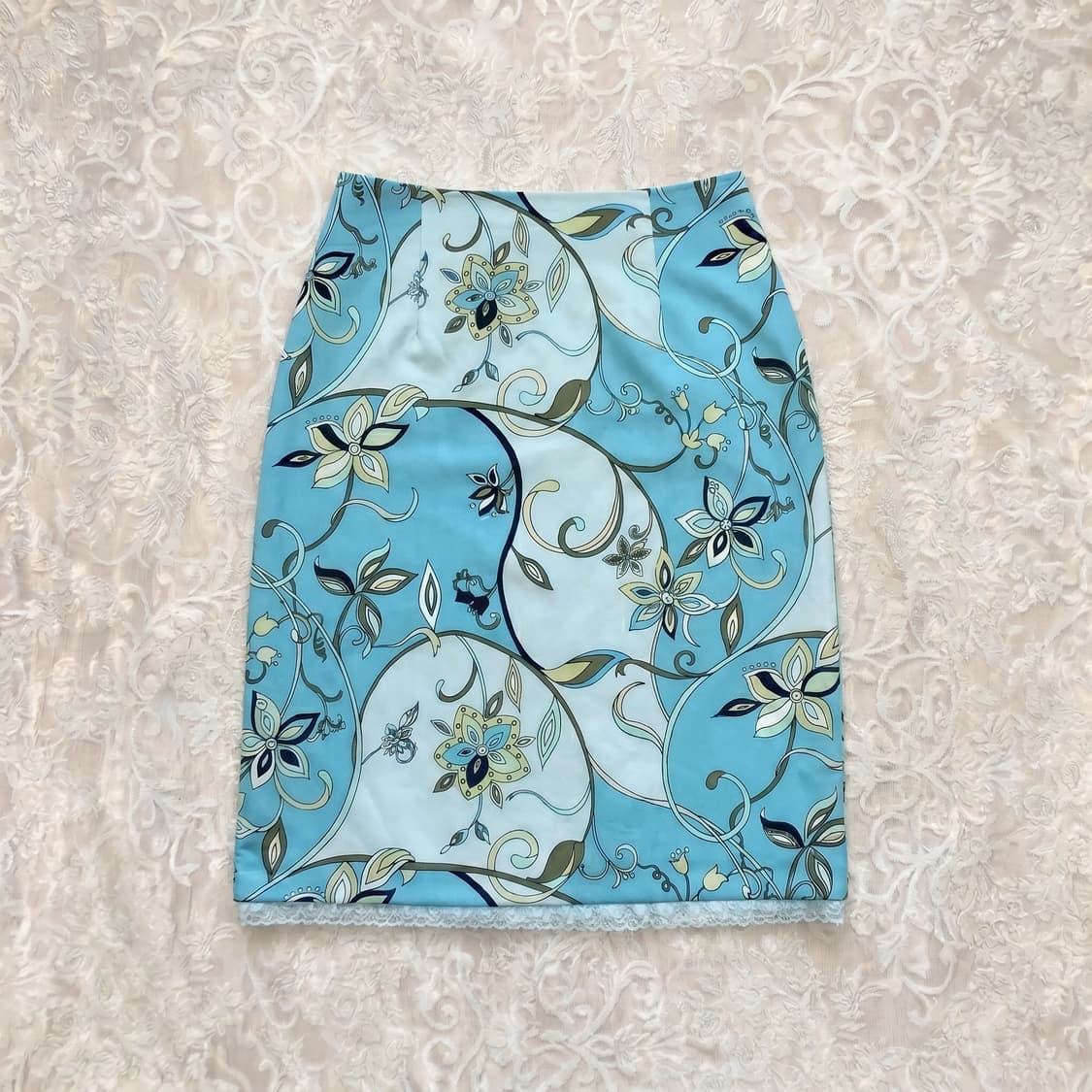Mint fairy floral lace trim skirt 상품이미지1