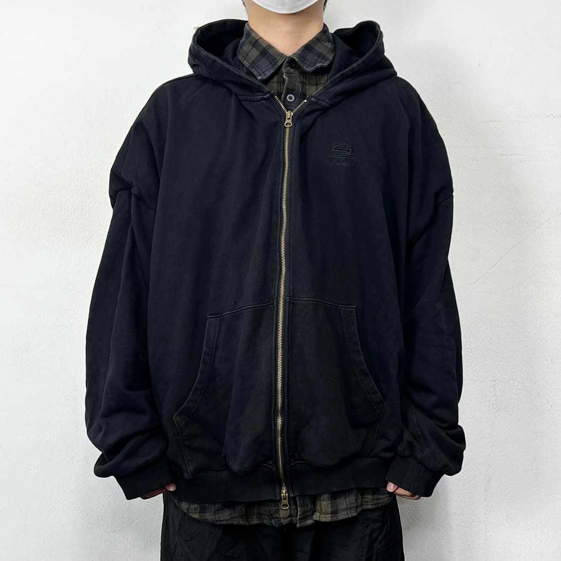 언더마이카 피스키 더블 레이어드 셔츠 후드 집업 상품이미지3