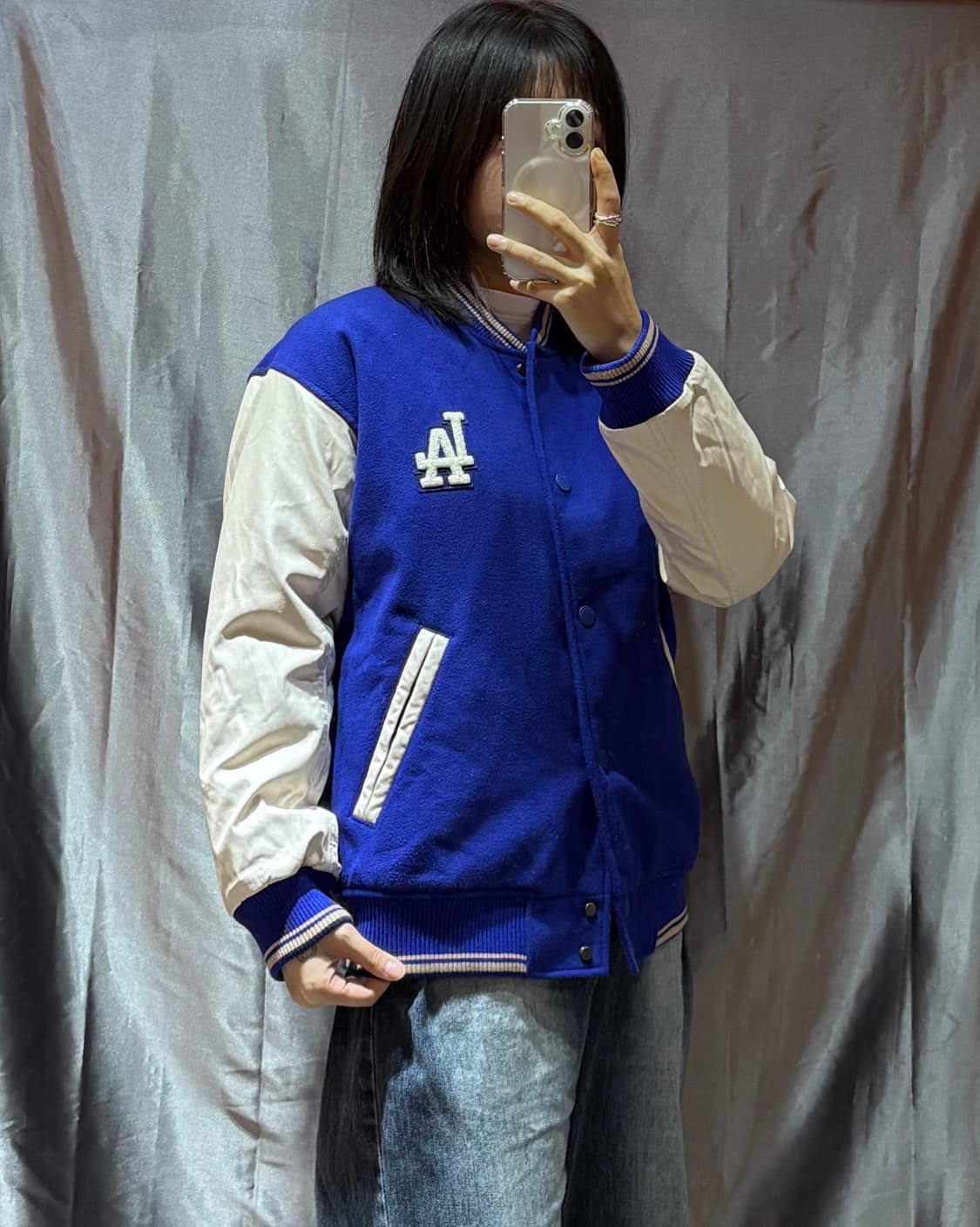 XS MLB LA 블루 배색 바시티 상품이미지1