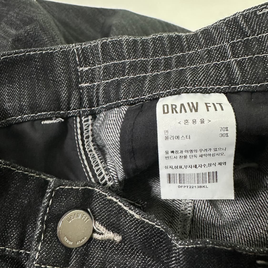 L 드로우핏 하이웨스트 와이드핏 투턱 인디고 데님팬츠 상품이미지5