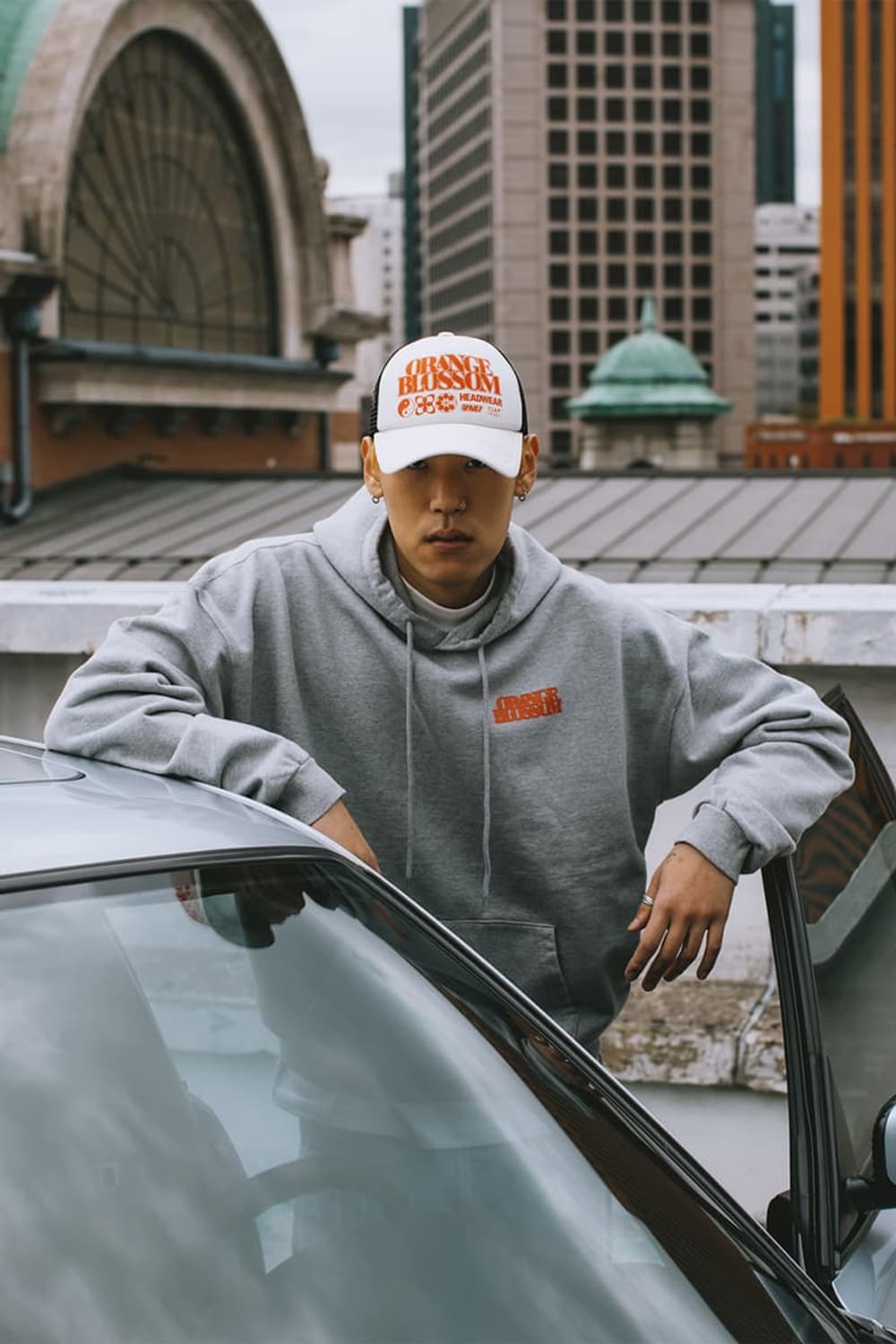 클랩피자X카시나 콜라보 컬렉션 오렌지 블라썸 후드 그레이 상품이미지2