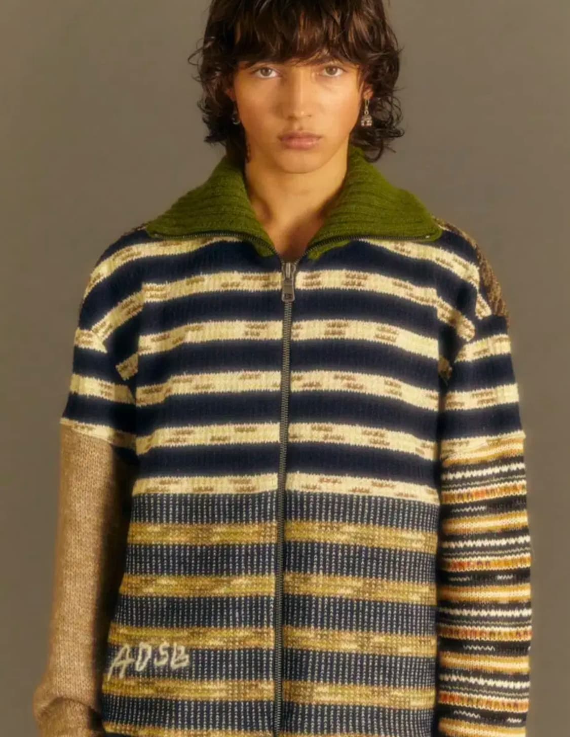 앤더슨벨 브리프텐 패치워크 니트집업 상품이미지3