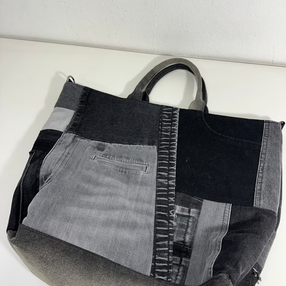 OS VTG 흑청 데님 리폼 도트백 상품이미지5